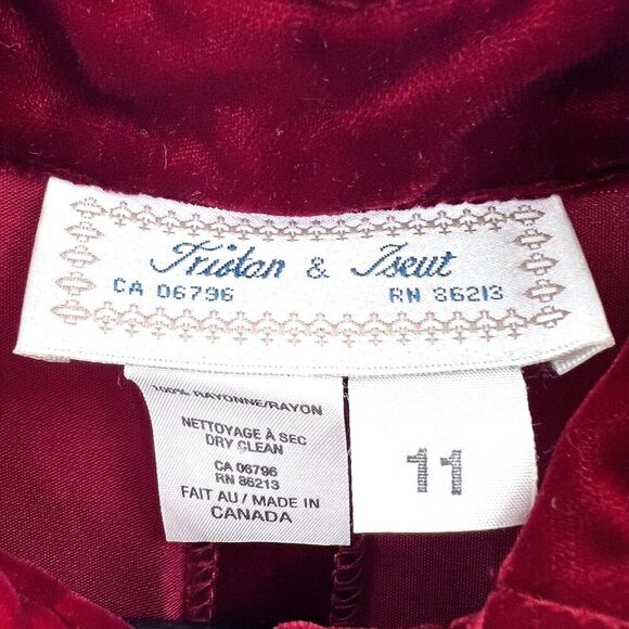 Vintage Tristan & Iseut Red Velvet Button Down Midi Dress - Picture 6 of 7